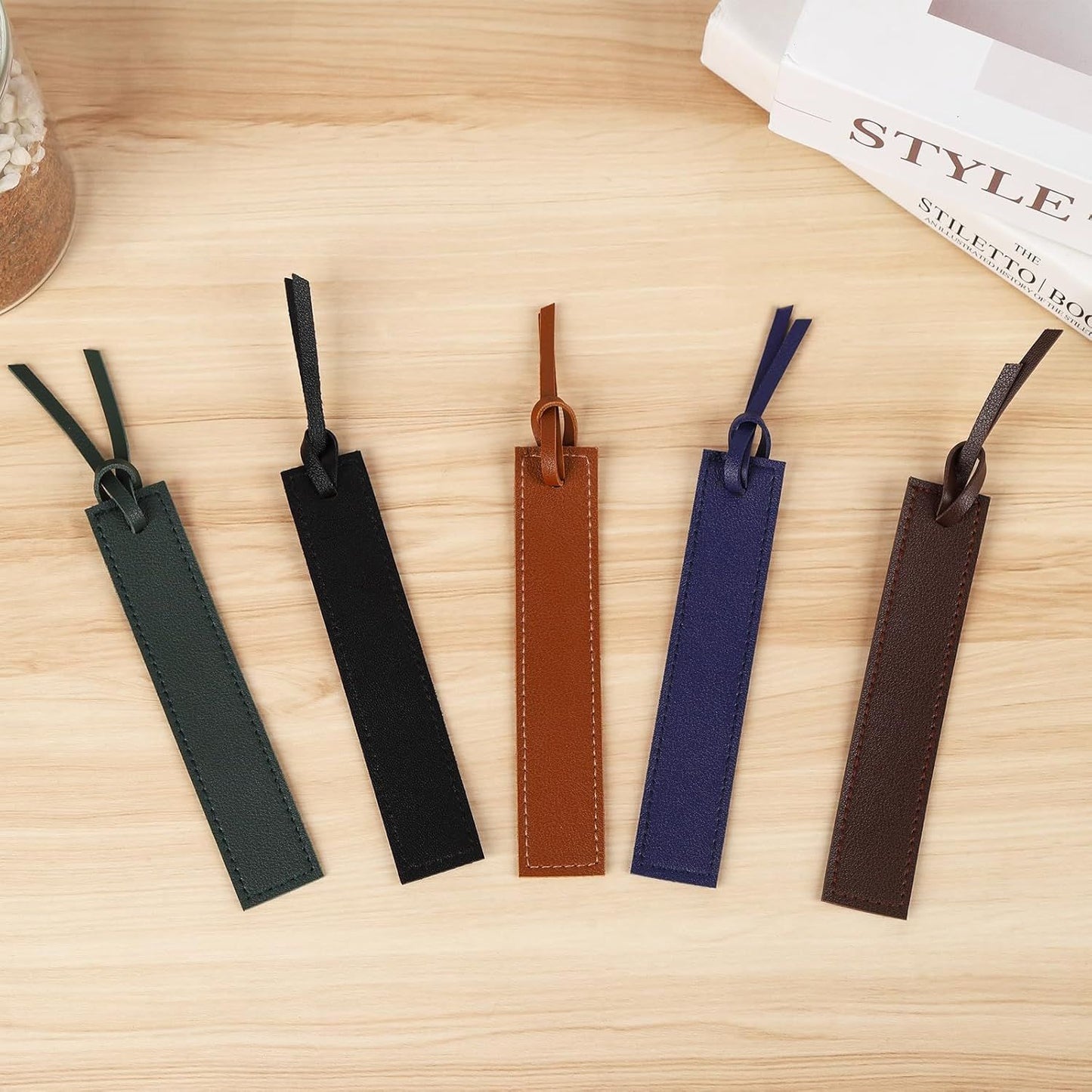 10Pcs Leather Bookmarks,Page Markers Handmade Stitched Bookmarks for Book Reader Office School Students V1258-DP02-D-530
