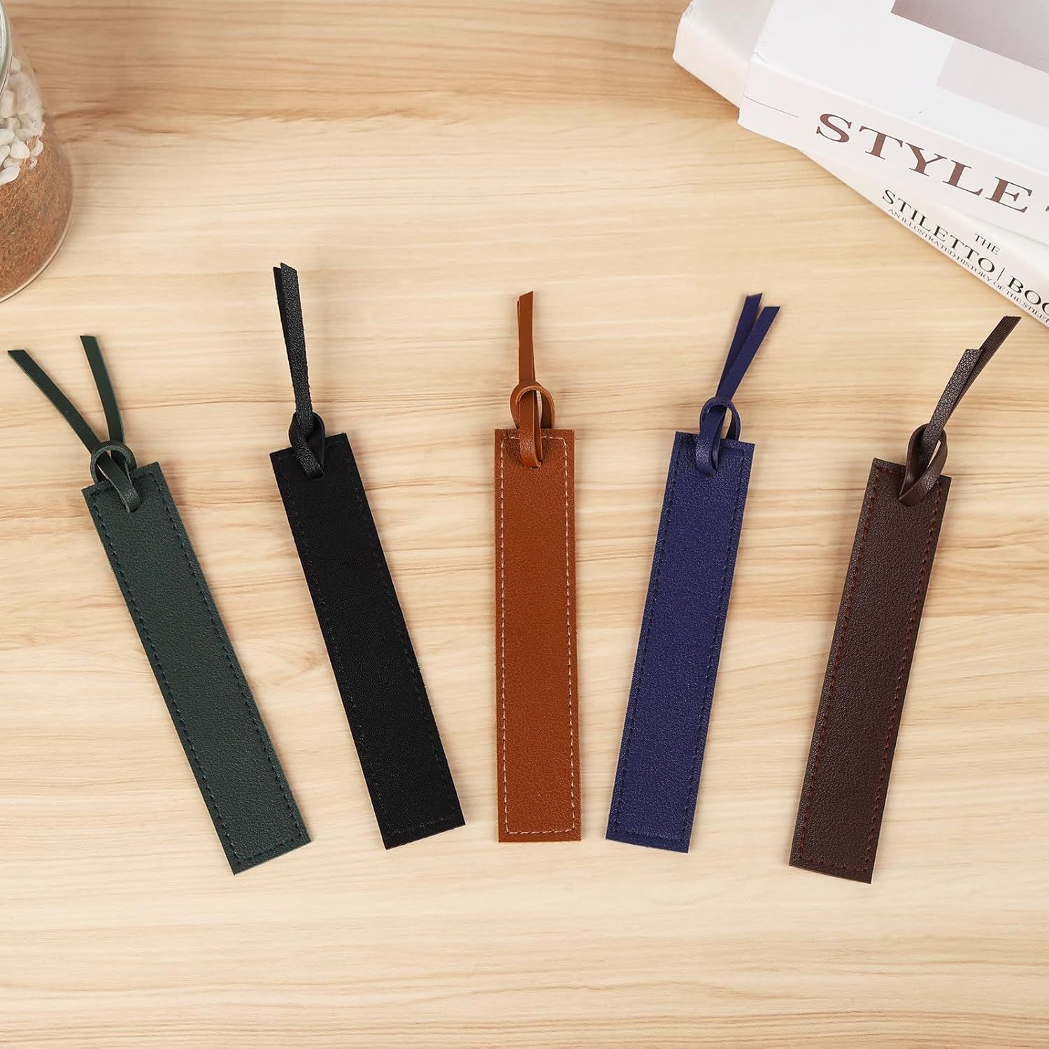 10Pcs Leather Bookmarks,Page Markers Handmade Stitched Bookmarks for Book Reader Office School Students V1258-DP02-D-530