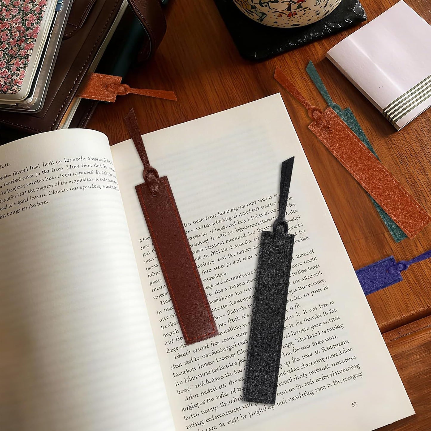 10Pcs Leather Bookmarks,Page Markers Handmade Stitched Bookmarks for Book Reader Office School Students V1258-DP02-D-530