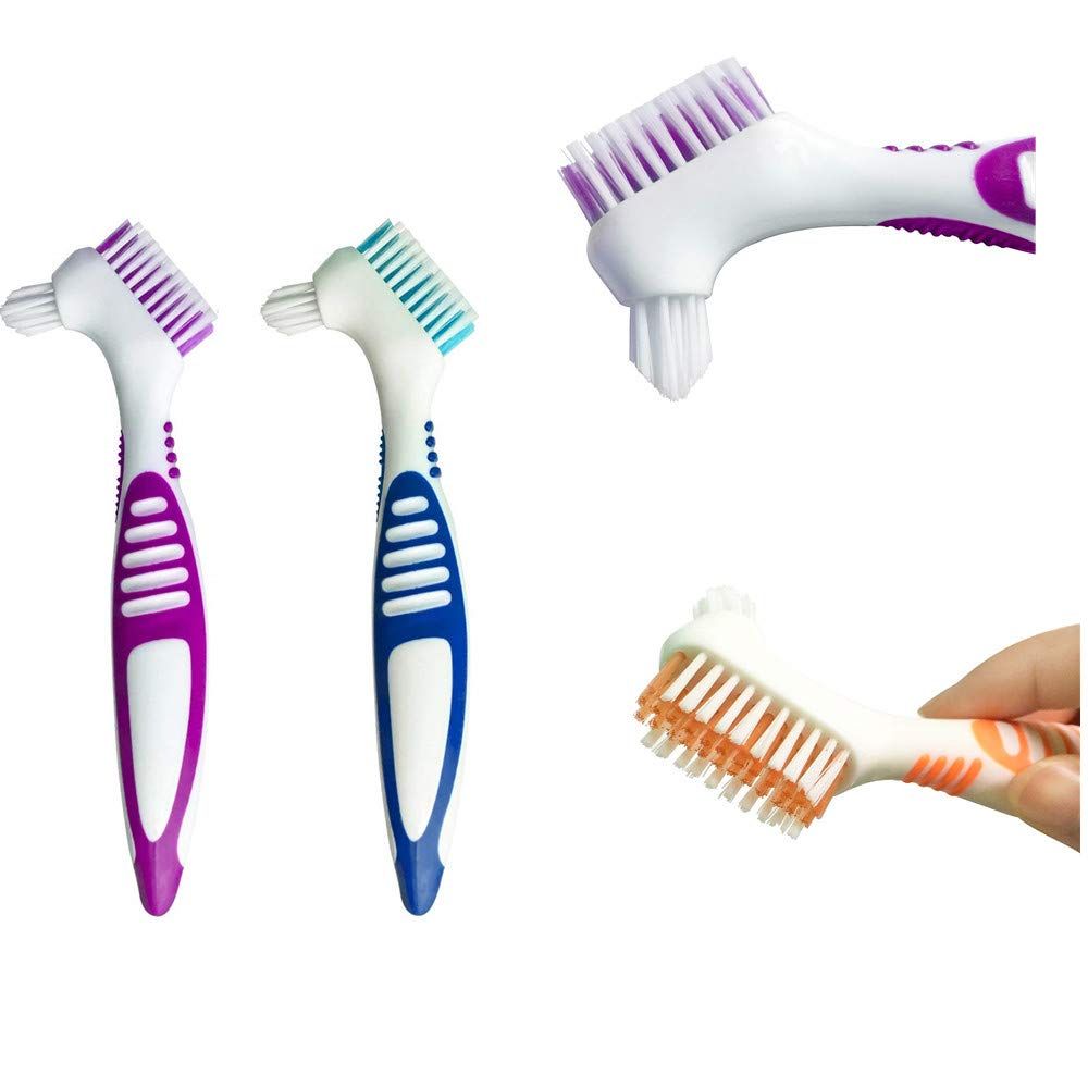 3 Pcs Denture Cleaning Brush Portable Cleaning Brush False Teeth Brushes for Denture Care Denture Cleaner V1258-DP02-D-534