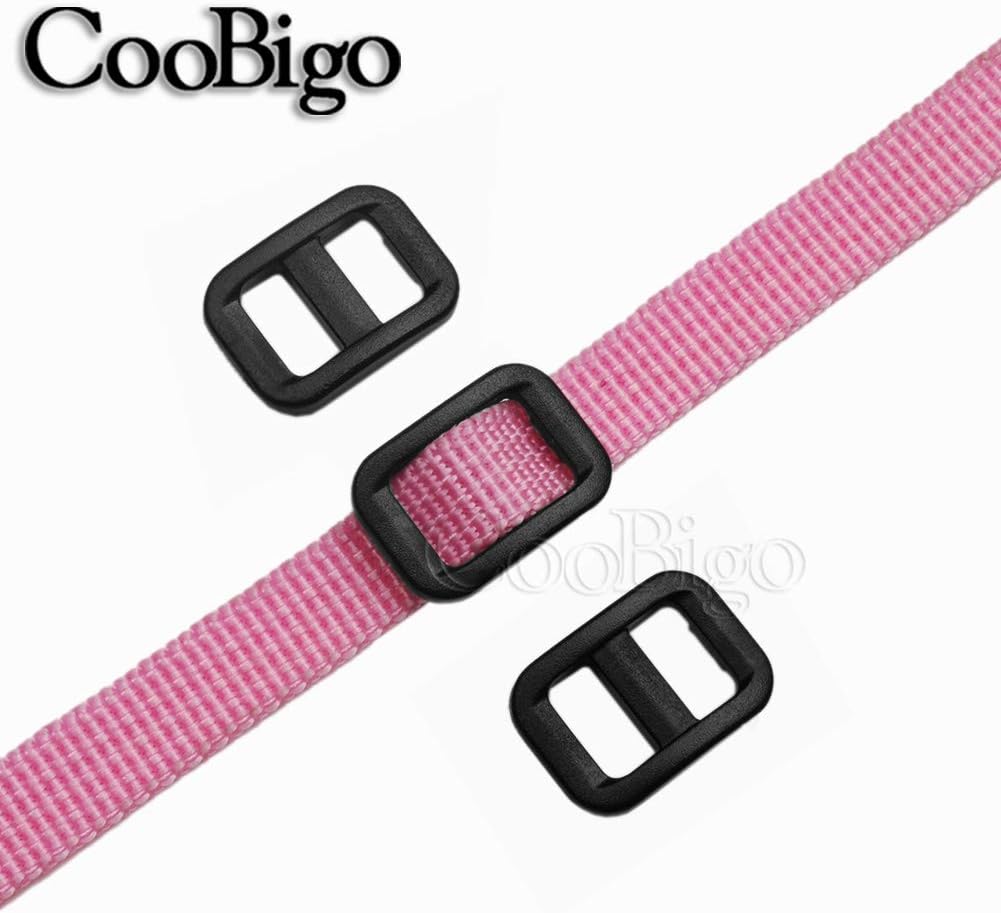 CooBigo Webbing Plastic Slider Tri-Glide Adjust Buckles for Cat Dog Collar Backpack Straps V1258-DP02-D-54