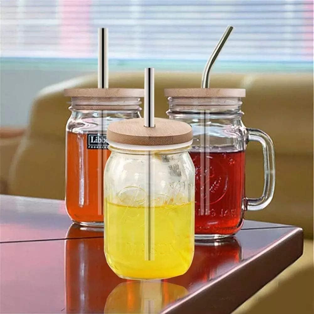4 Pack 86mm Wide Mouth Bamboo Mason Jar Lids with Straw Hole Reusable Bamboo Caps Leak-Proof Glass Canning V1258-DP02-D-540