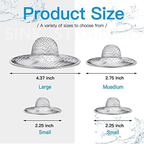 4PCS Heavy Duty Stainless Steel Sink Strainer,Sink Basket Set, Fits Most Kitchen Sinks 4.5'', Bathroom Sinks V1258-DP02-D-542