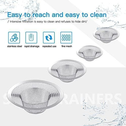 4PCS Heavy Duty Stainless Steel Sink Strainer,Sink Basket Set, Fits Most Kitchen Sinks 4.5'', Bathroom Sinks V1258-DP02-D-542