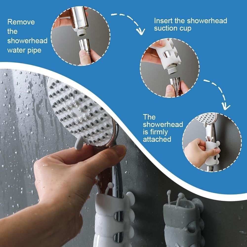 4 Pcs Silicone Shower Head Holder, Universal Relocatable Shower Head Suction Cup Holder, Wall Mount V1258-DP02-D-544