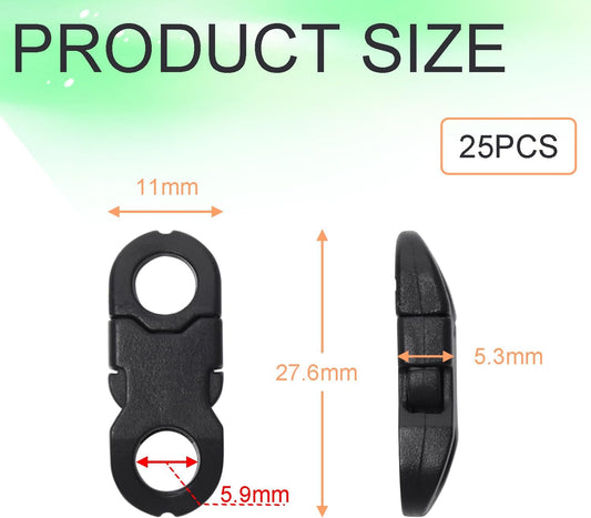 CooBigo 25 Pack Mini Breakaway Buckles, 6mm Side Release Plastic Buckle for Paracord Bracelet Clasp, Paracord V1258-DP02-D-55