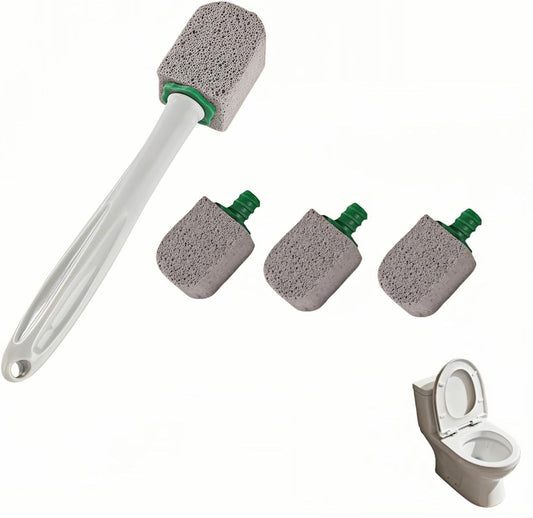 Pumice Toilet Brush Scrubber with 9.5" Handle - 1 Scrubber + 4 Pumice Stones - Remove Hard Water Stains, Rust V1258-DP02-D-550