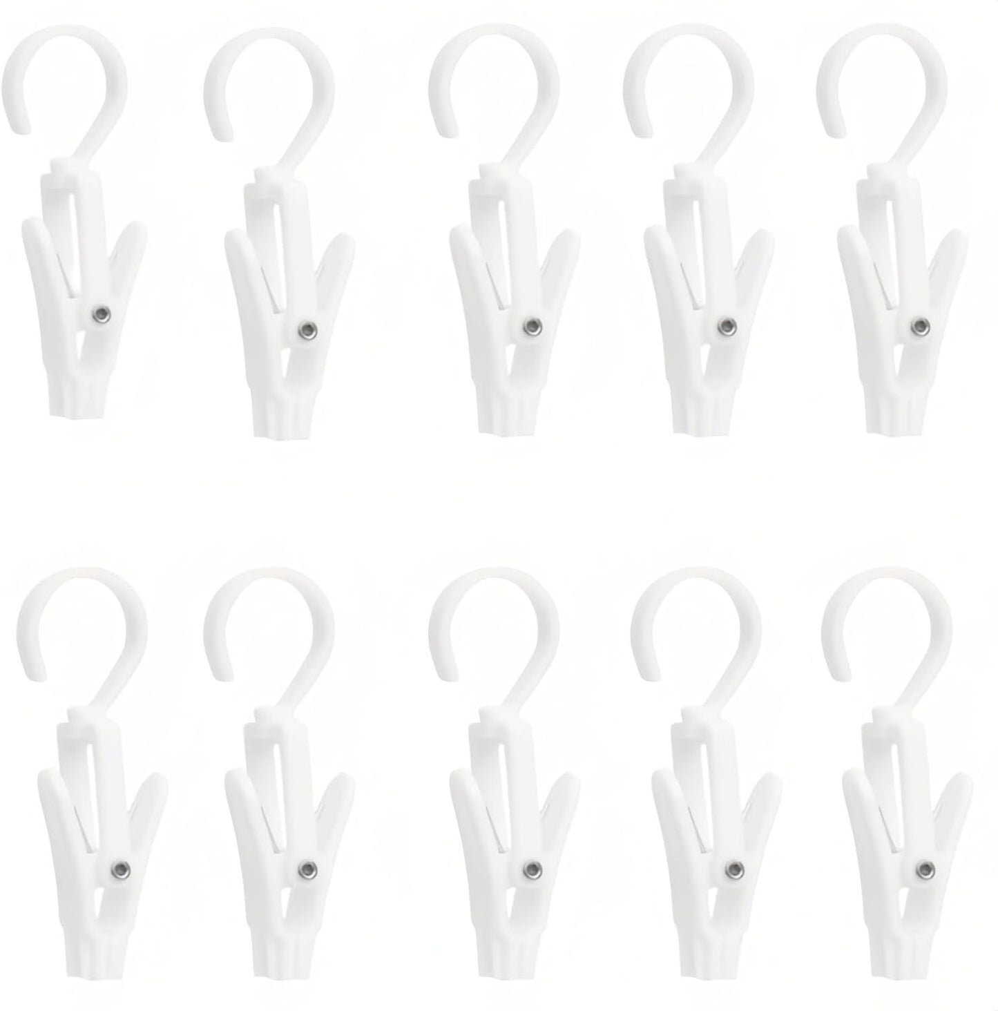 10-Pack Heavy Duty Swivel Clothes Pins - 360 degrees Rotating Hooks for Laundry, Beach Towels, Curtains, V1258-DP02-D-552