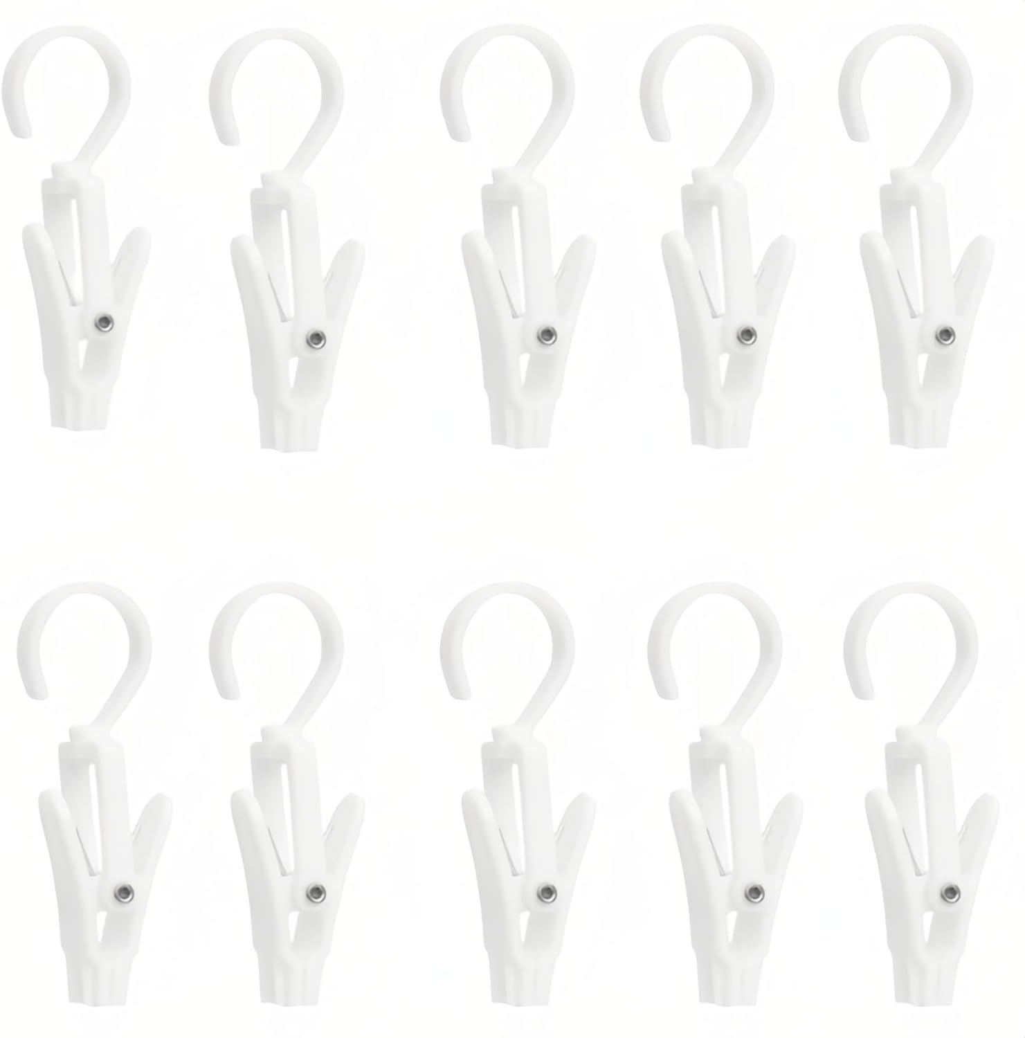 10-Pack Heavy Duty Swivel Clothes Pins - 360 degrees Rotating Hooks for Laundry, Beach Towels, Curtains, V1258-DP02-D-552