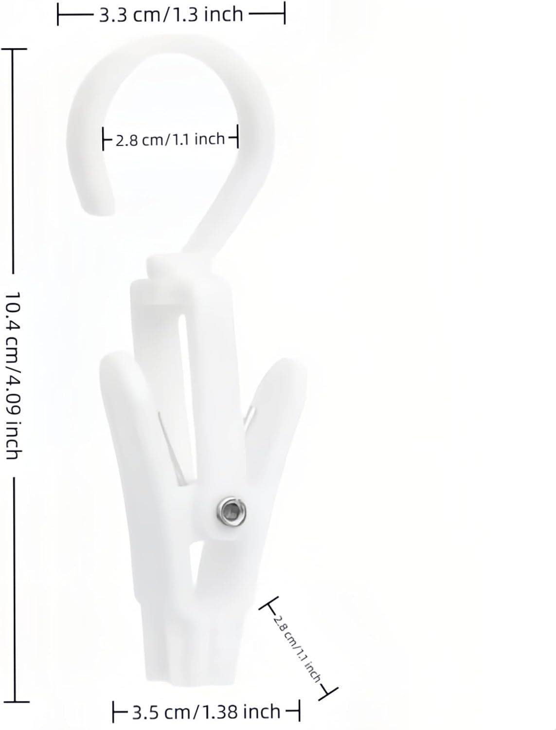 10-Pack Heavy Duty Swivel Clothes Pins - 360 degrees Rotating Hooks for Laundry, Beach Towels, Curtains, V1258-DP02-D-552