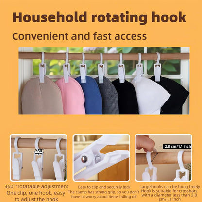 10-Pack Heavy Duty Swivel Clothes Pins - 360 degrees Rotating Hooks for Laundry, Beach Towels, Curtains, V1258-DP02-D-552