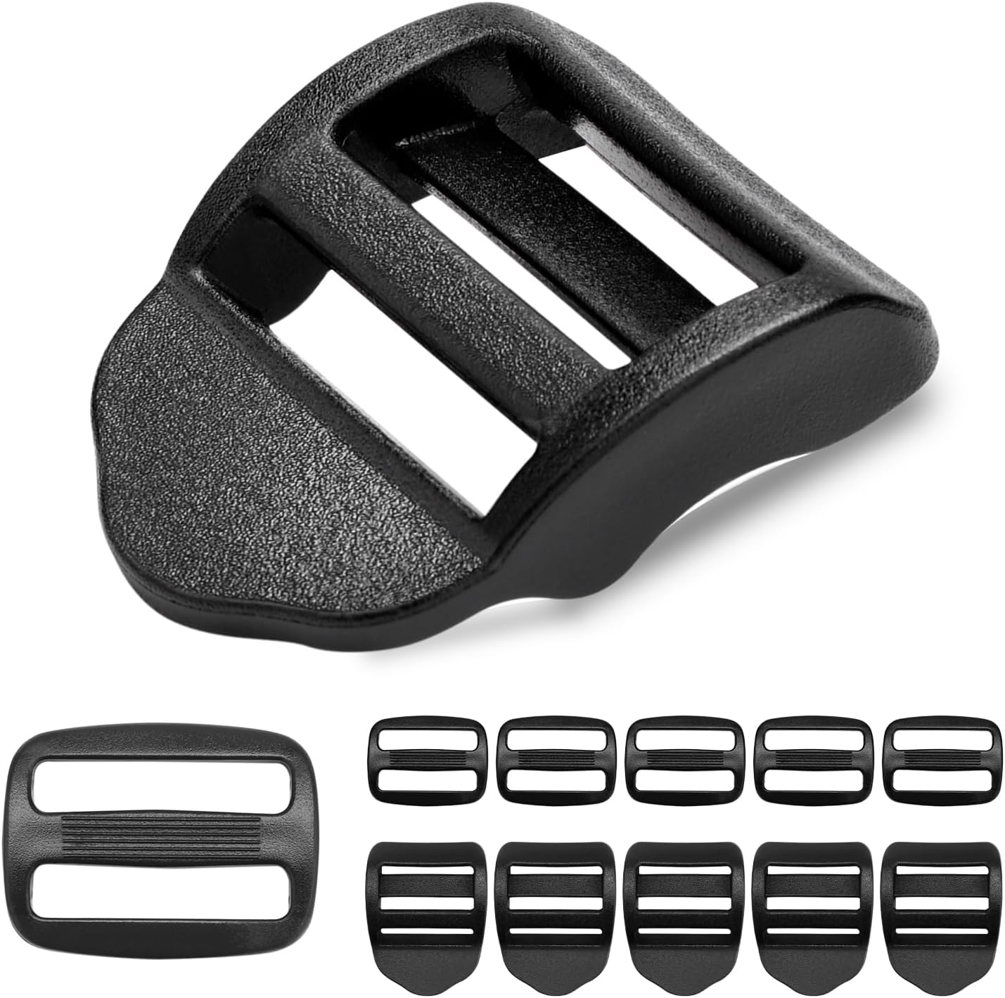 CooBigo 6 Pcs Ladder Slider Buckles+6 Pcs Tri glide Slider for Backpack Strap Clips, Plastic Clips for Straps V1258-DP02-D-56