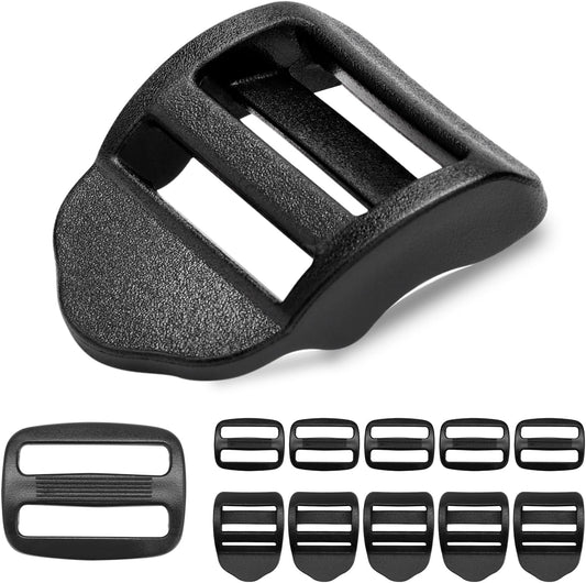 CooBigo 6 Pcs Ladder Slider Buckles+6 Pcs Tri glide Slider for Backpack Strap Clips, Plastic Clips for Straps V1258-DP02-D-56