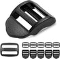 CooBigo 6 Pcs Ladder Slider Buckles+6 Pcs Tri glide Slider for Backpack Strap Clips, Plastic Clips for Straps V1258-DP02-D-56
