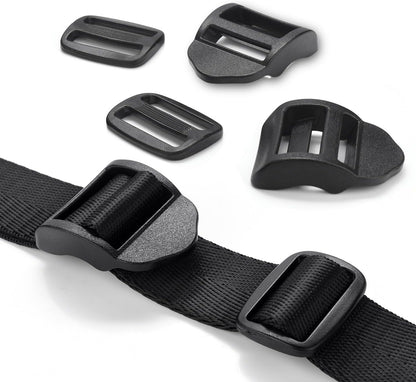 CooBigo 6 Pcs Ladder Slider Buckles+6 Pcs Tri glide Slider for Backpack Strap Clips, Plastic Clips for Straps V1258-DP02-D-56