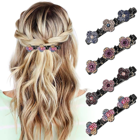 Braided Hair Clips For Women - Sparkling Crystal Stone Hair Clips For Styling Sectioning with 3 Small Hair V1258-DP02-D-562
