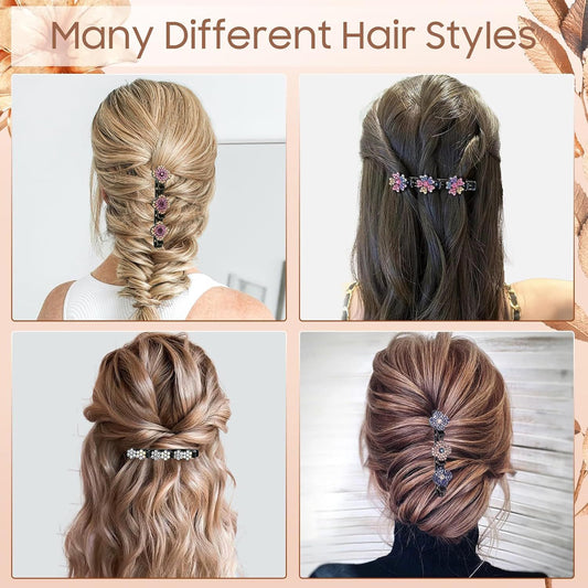 Braided Hair Clips For Women - Sparkling Crystal Stone Hair Clips For Styling Sectioning with 3 Small Hair V1258-DP02-D-562