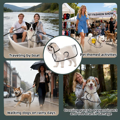 Transparent Dog Rain Poncho for Small Medium Dogs - Thick Waterproof Raincoat with Hidden Leash Hole & V1258-DP02-D-565