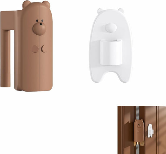 Baby Proof Door Stopper with Adhesive Hook, Cute Cartoon Bear Silicone Door Guard Protector for Fingers, V1258-DP02-D-568