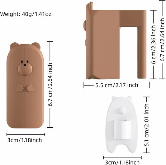 Baby Proof Door Stopper with Adhesive Hook, Cute Cartoon Bear Silicone Door Guard Protector for Fingers, V1258-DP02-D-568