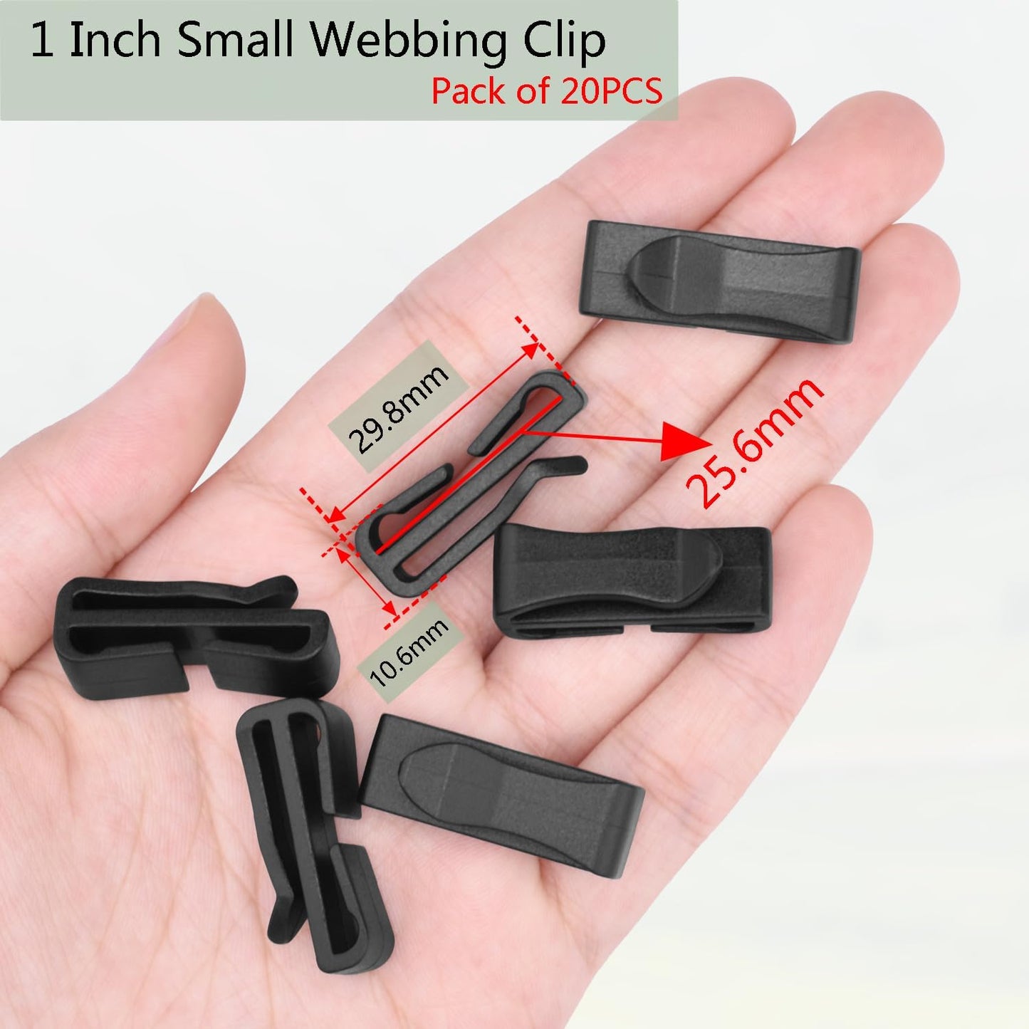 CooBigo Plastic Webbing Ending Clip, Tactical Molle Belt Clip Hook, Hiking Camping Backpack Helmet Goggle V1258-DP02-D-57