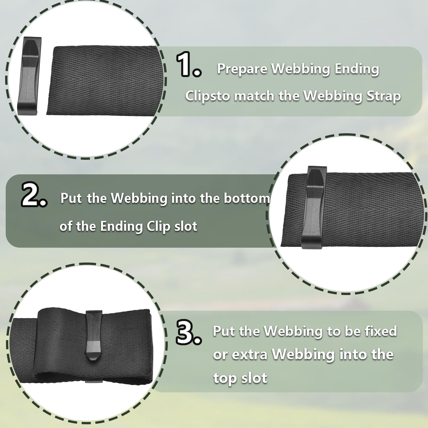 CooBigo Plastic Webbing Ending Clip, Tactical Molle Belt Clip Hook, Hiking Camping Backpack Helmet Goggle V1258-DP02-D-57