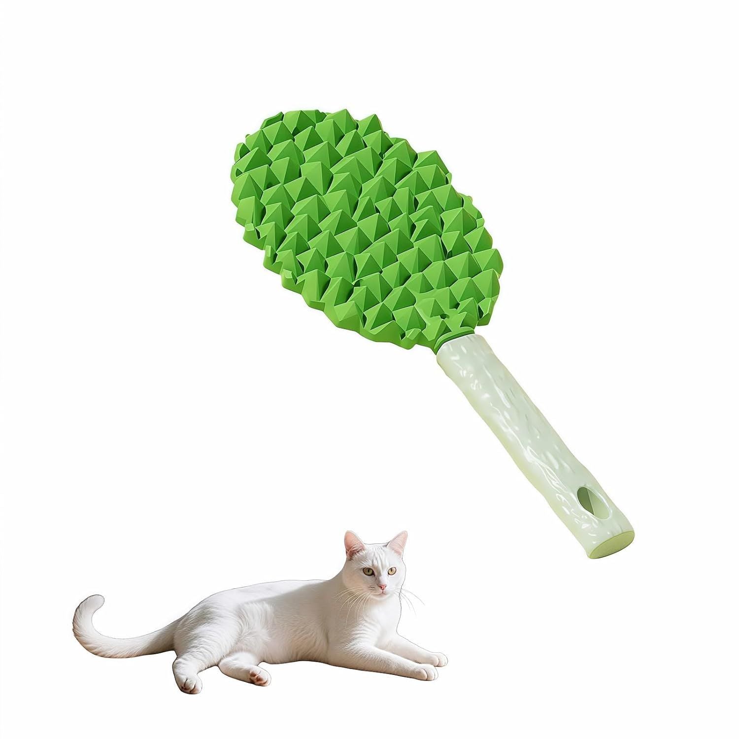 Pet Durian Massage Comb, Dual-Sided Cat Dog Grooming Tool with Back Scraping Teeth, Green, 8.66 inch V1258-DP02-D-570
