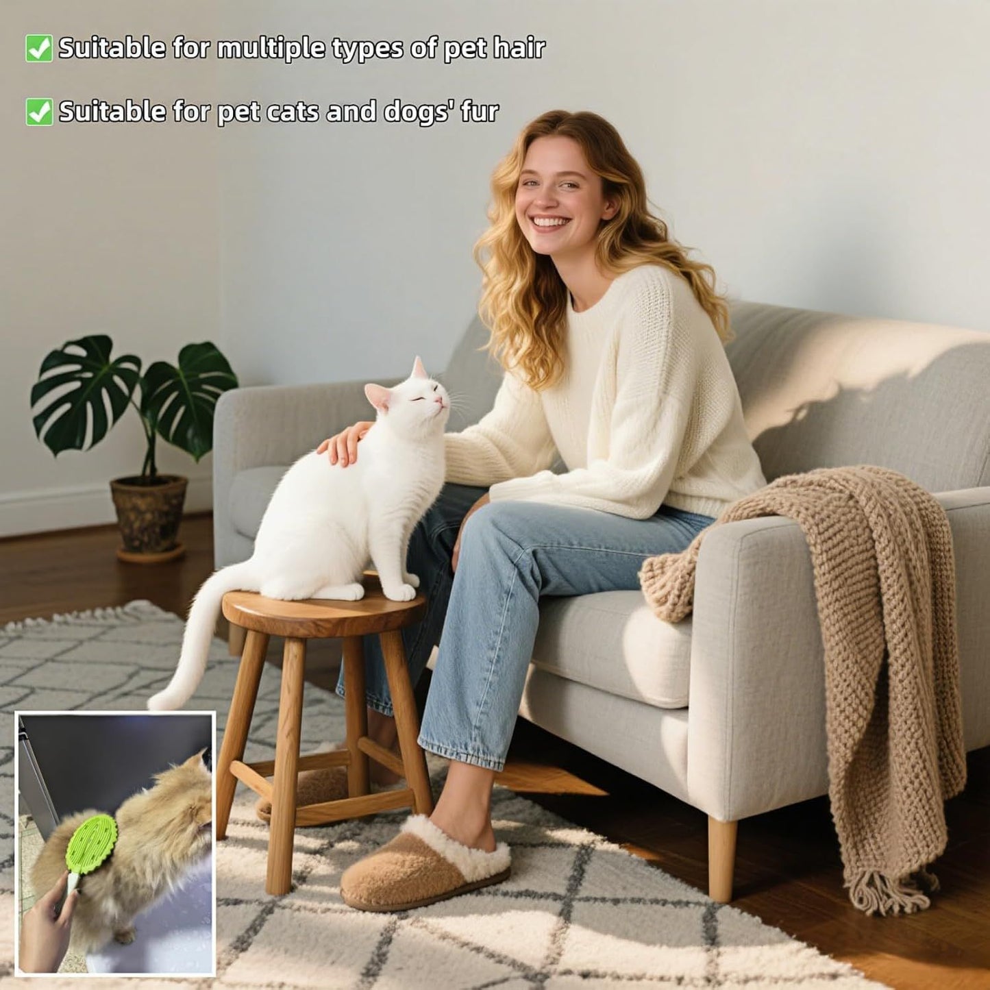 Pet Durian Massage Comb, Dual-Sided Cat Dog Grooming Tool with Back Scraping Teeth, Green, 8.66 inch V1258-DP02-D-570