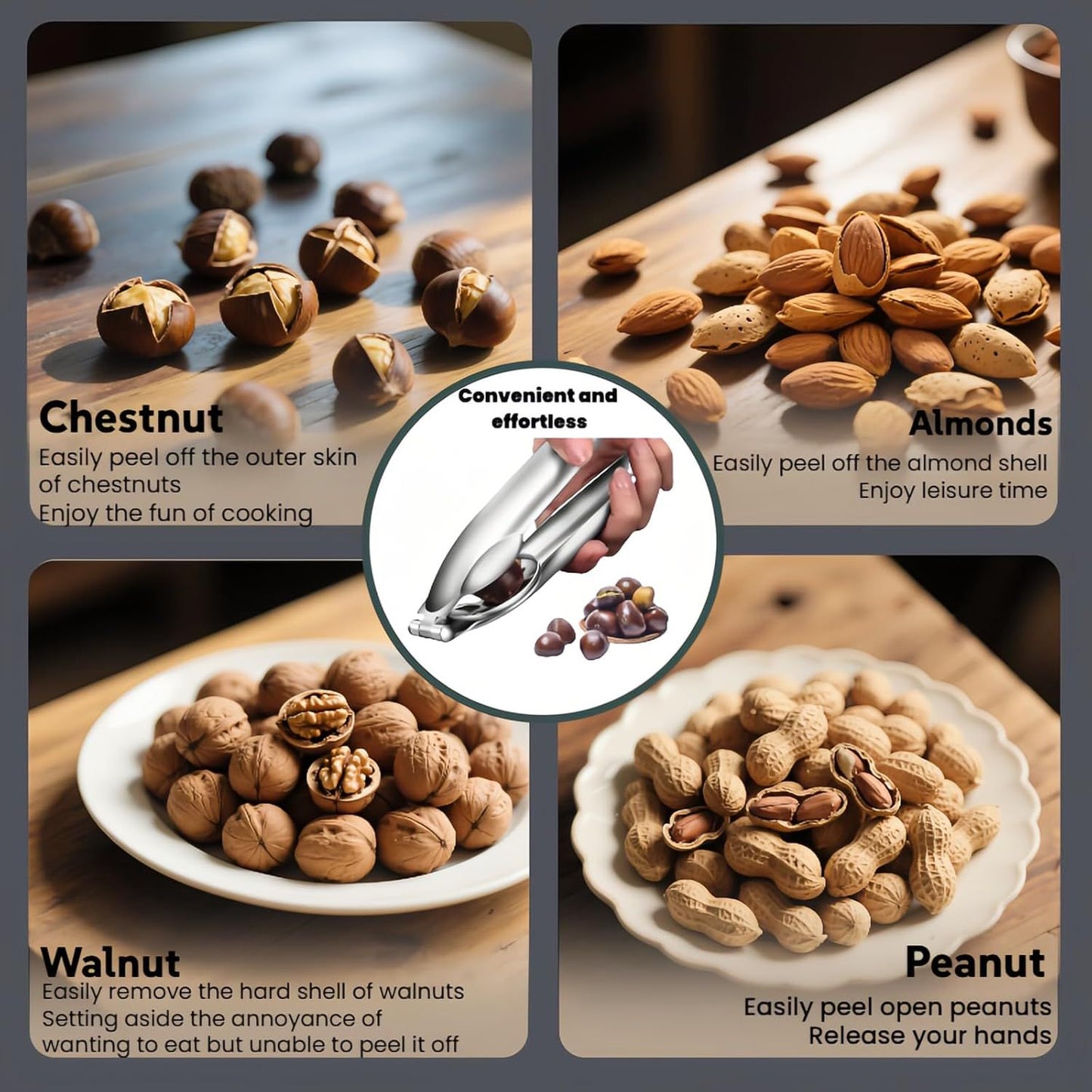 Multi-Purpose Nut Cracker Tool, 6.89 inch Stainless Steel Opener for Chestnuts, Walnuts, Almonds, Peanuts V1258-DP02-D-572