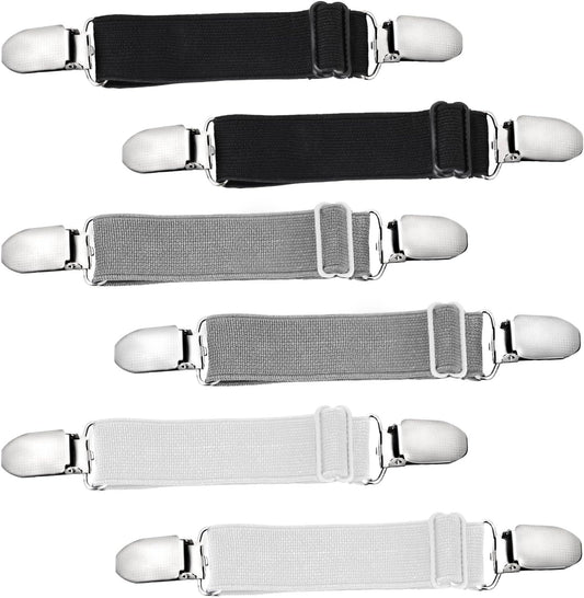 6 Pcs Adjustable Hip Elastic Belt, Elastic Band for Sewing Pant Waist Tightener Pant Belt Clip Women Men Back V1258-DP02-D-575