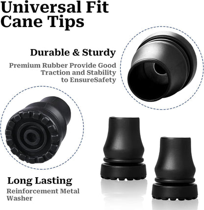 Cane Tips 5/8 inch Heavy Duty, 2 Pack Walking Cane Tips Rubber Cane Tip Replacement Rubber Tips for Canes, V1258-DP02-D-578