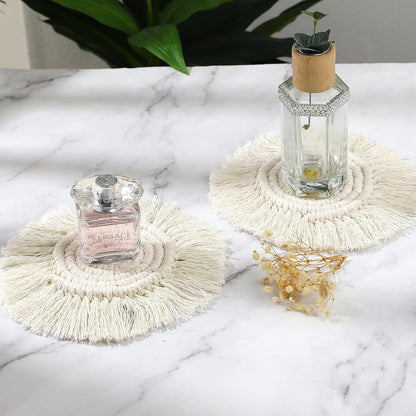 Boho Coasters for Drinks Absorbent Crochet Coasters Round Boho Coaster Set of 2 Housewarming Gift Bar Coffee V1258-DP02-D-581