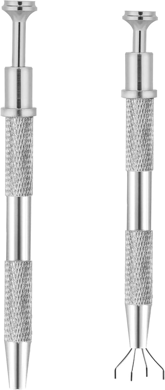 2Pcs 4 Prongs Jeweler's Pick Up Tool 4 Prong Diamond Claw Tweezers Pearl Grabber Pick Up Tool Piercing Ball V1258-DP02-D-588