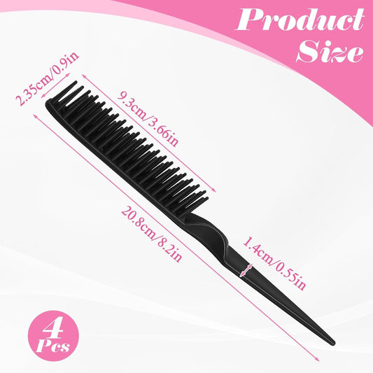 4 PCS Black 3 Row Comb for Natural Hair, The Unbraider Combs Tool for Braids, Three Row Comb for Women Men V1258-DP02-D-596