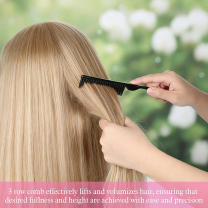 4 PCS Black 3 Row Comb for Natural Hair, The Unbraider Combs Tool for Braids, Three Row Comb for Women Men V1258-DP02-D-596