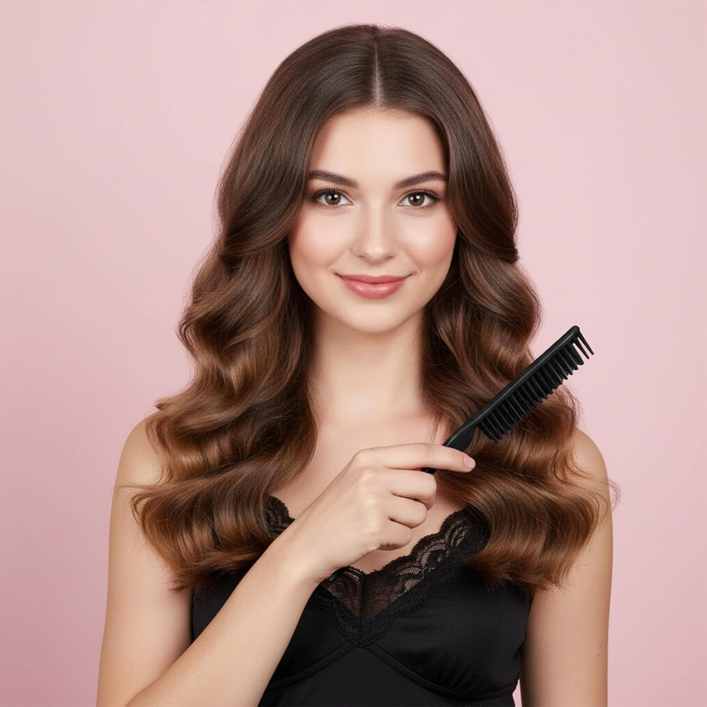 4 PCS Black 3 Row Comb for Natural Hair, The Unbraider Combs Tool for Braids, Three Row Comb for Women Men V1258-DP02-D-596