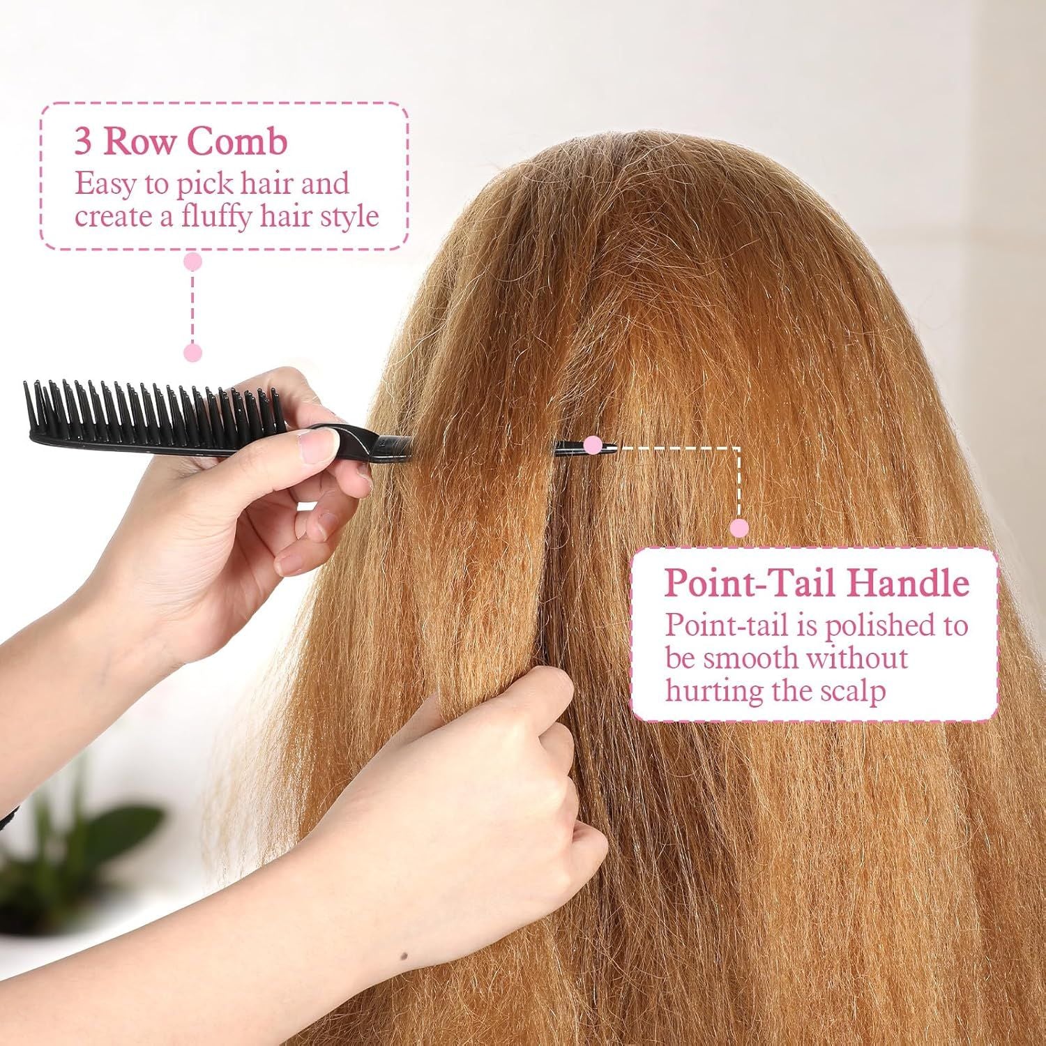 4 PCS Black 3 Row Comb for Natural Hair, The Unbraider Combs Tool for Braids, Three Row Comb for Women Men V1258-DP02-D-596