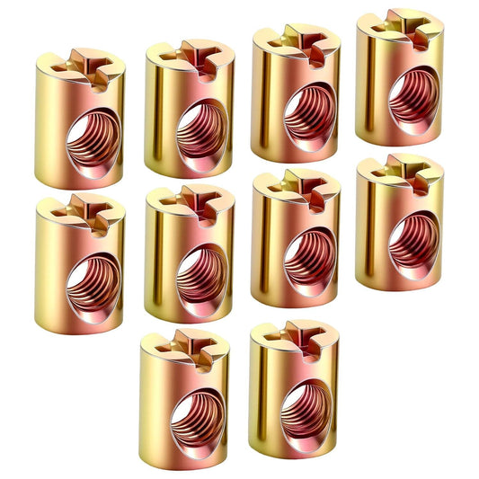 10 PCS M6 Barrel Nut, Slotted Barrel Cross Dowel Nut, Replacement Cross Dowels Barrel Nuts for Furniture Bed V1258-DP02-D-598