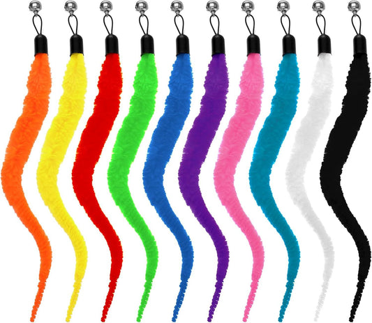 10 Packs Cat Worm Toys, Colorful Worm Cat Toy, Interactive Cats Wand Attachment Toys for Teaser Play and V1258-DP02-D-599