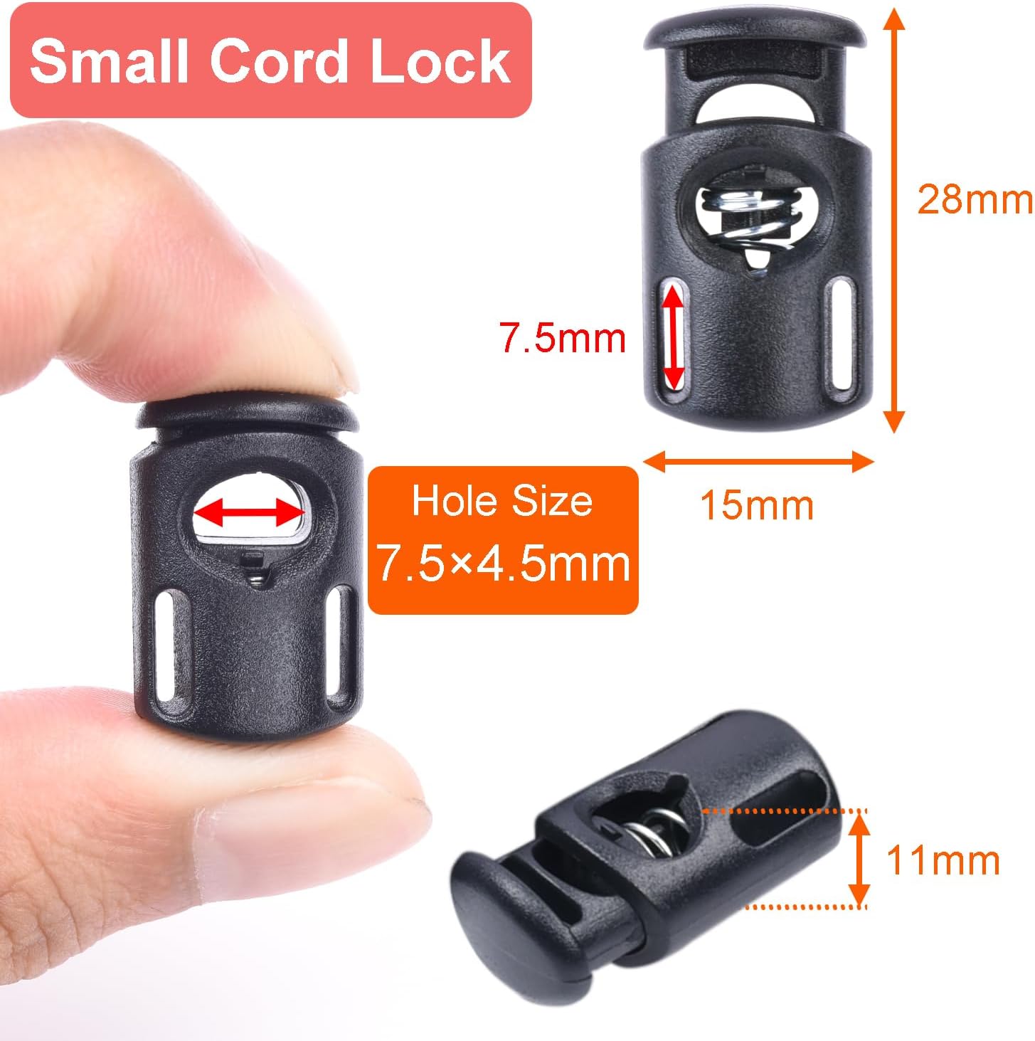 10 PCS Plastic Spring Cord Locks for Drawstring, Paracord Toggle Stopper Clasp Elastic Shoeslace Lock V1258-DP02-D-6