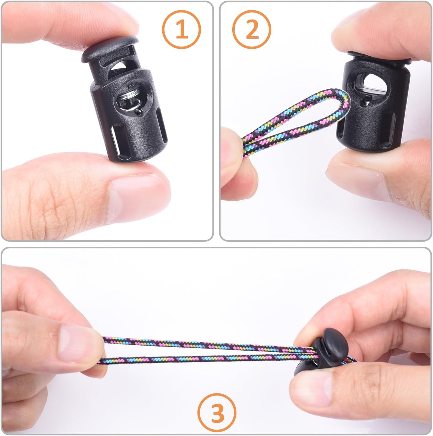 10 PCS Plastic Spring Cord Locks for Drawstring, Paracord Toggle Stopper Clasp Elastic Shoeslace Lock V1258-DP02-D-6
