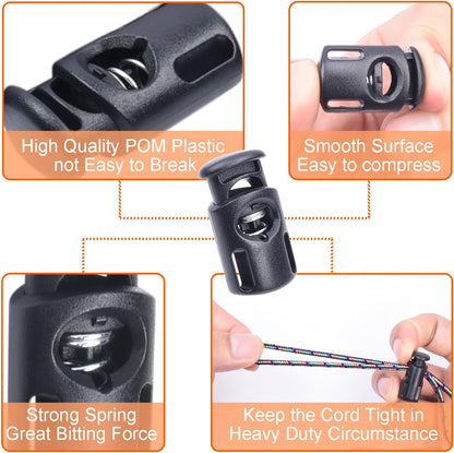 10 PCS Plastic Spring Cord Locks for Drawstring, Paracord Toggle Stopper Clasp Elastic Shoeslace Lock V1258-DP02-D-6