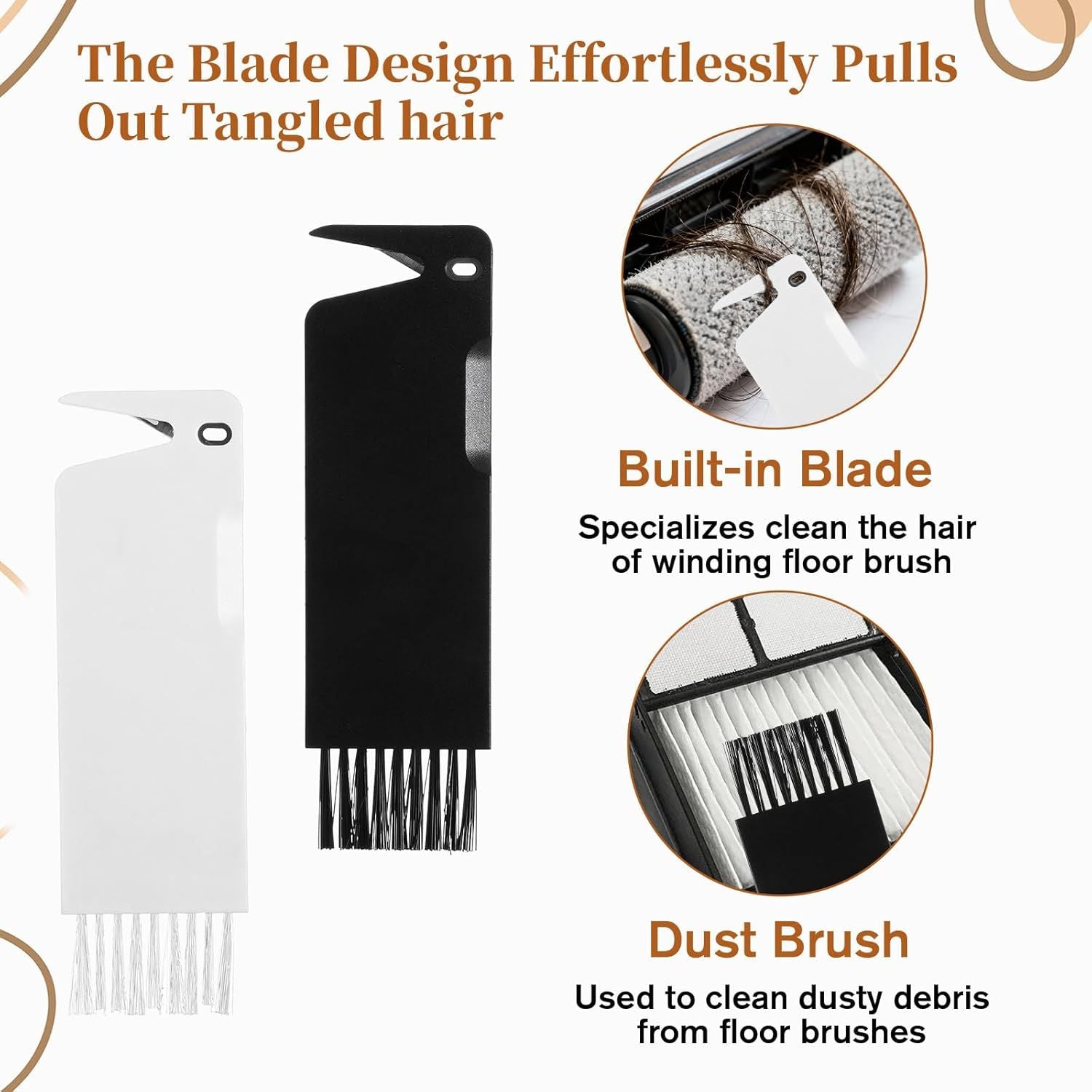 4 PCS Handheld Vacuum Cleaner Brush, Universal Dust Brush, 2 in 1 Vacuum Roller Cleaning Tool for Sweeping V1258-DP02-D-600