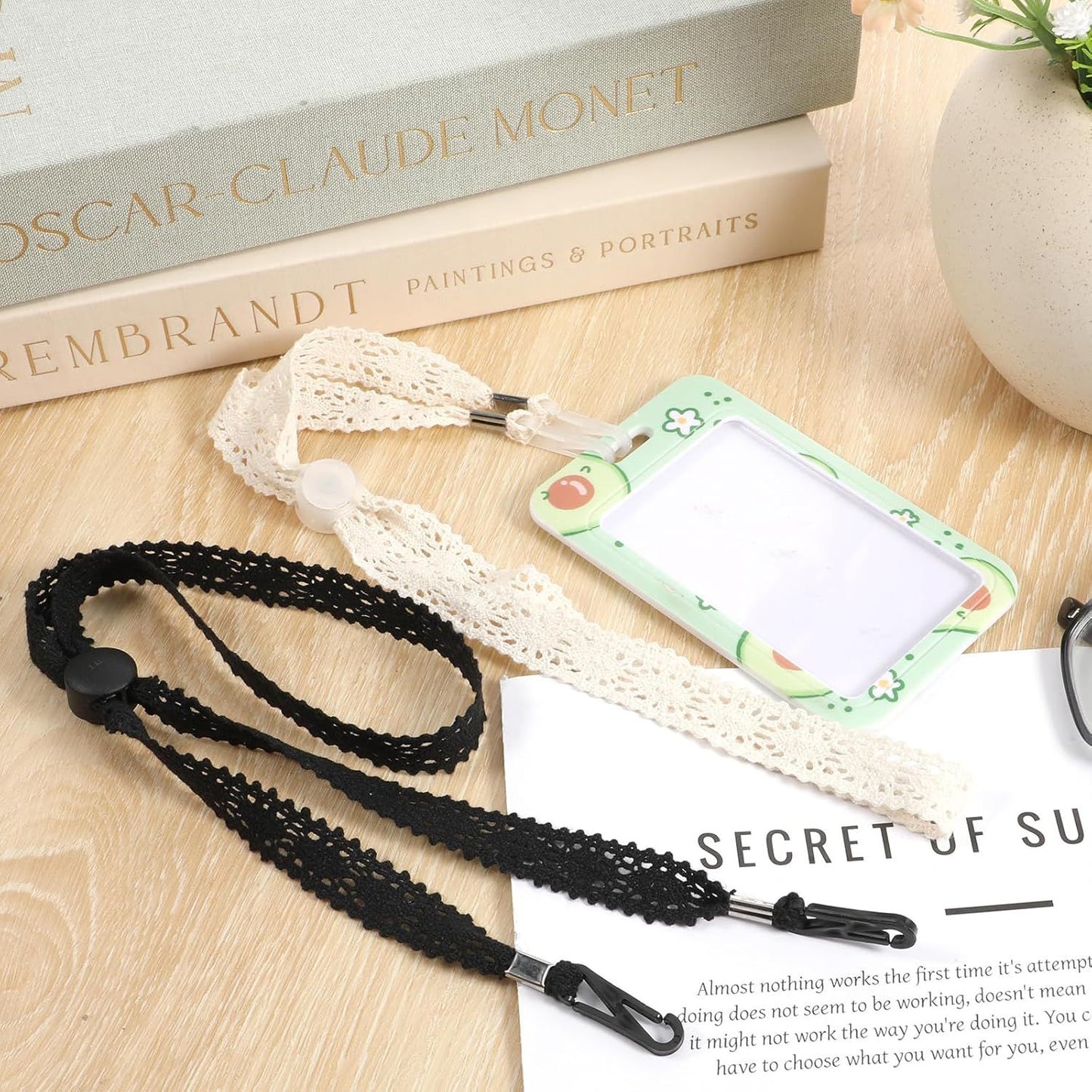 2 PCS Hat Straps for Wind, Adjustable Beige Black Chin Cord, Lace Sun Hat Chin Strap with Clips, Replacement V1258-DP02-D-603