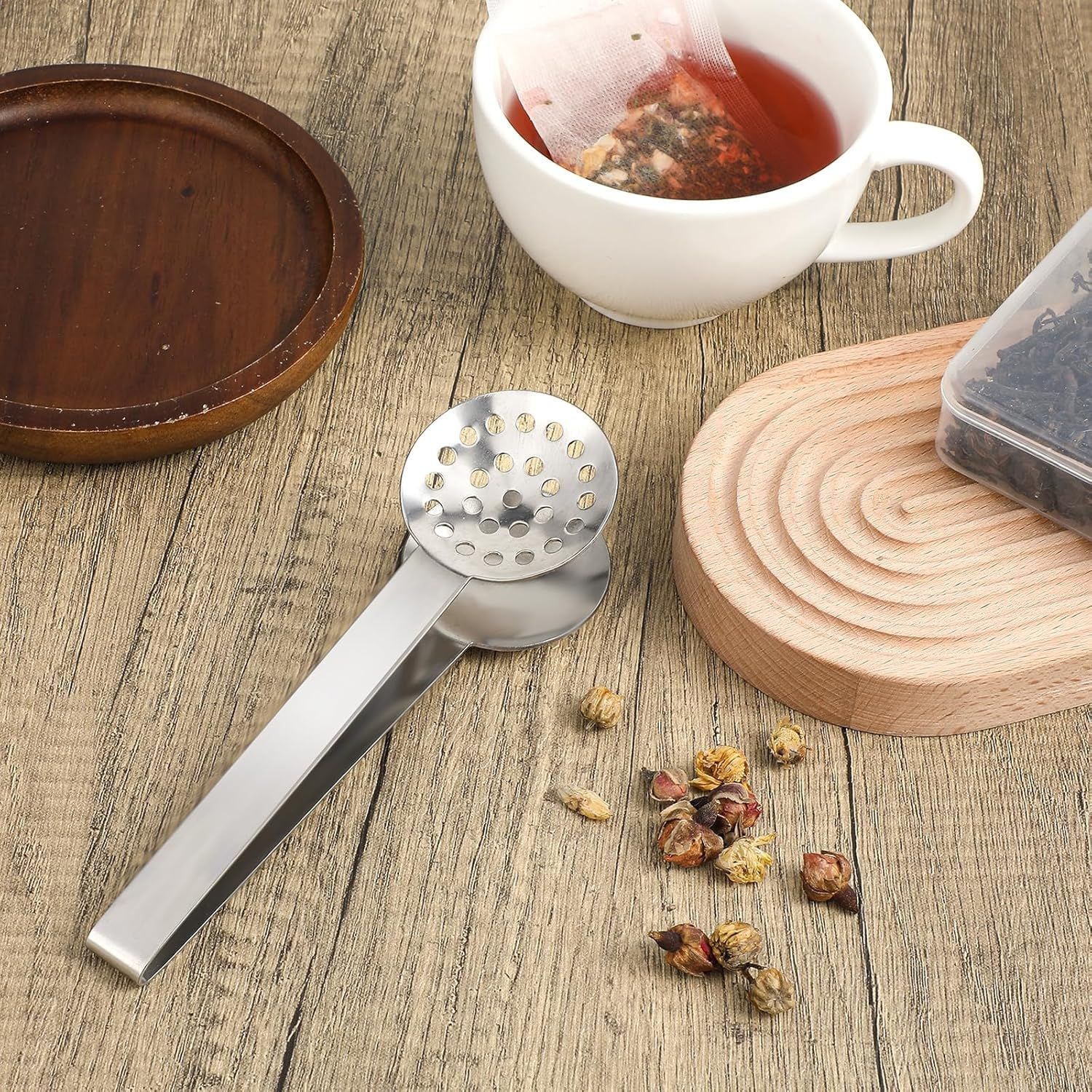 Tea Bag Squeezer, Stainless Steel Tea Bag Squeezer Tongs, Teabag Filter, Dispenser Accessories for Teas V1258-DP02-D-604