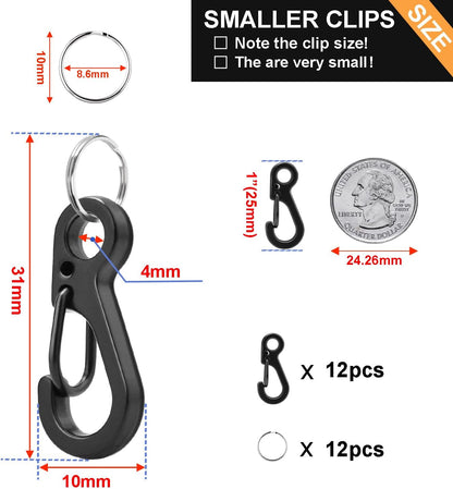 Small Carabiner Clip Metal Spring Snap Hooks Mini Paracord Hanging Clips for Camera Strap, Flashlight, Key V1258-DP02-D-61
