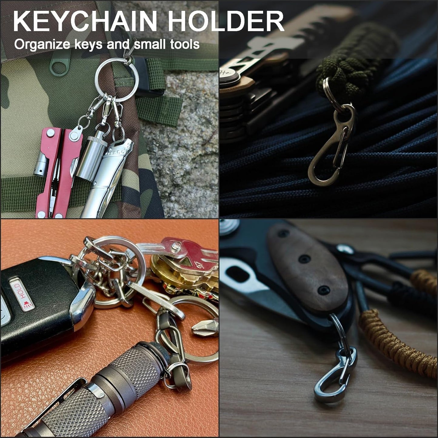 Small Carabiner Clip Metal Spring Snap Hooks Mini Paracord Hanging Clips for Camera Strap, Flashlight, Key V1258-DP02-D-61