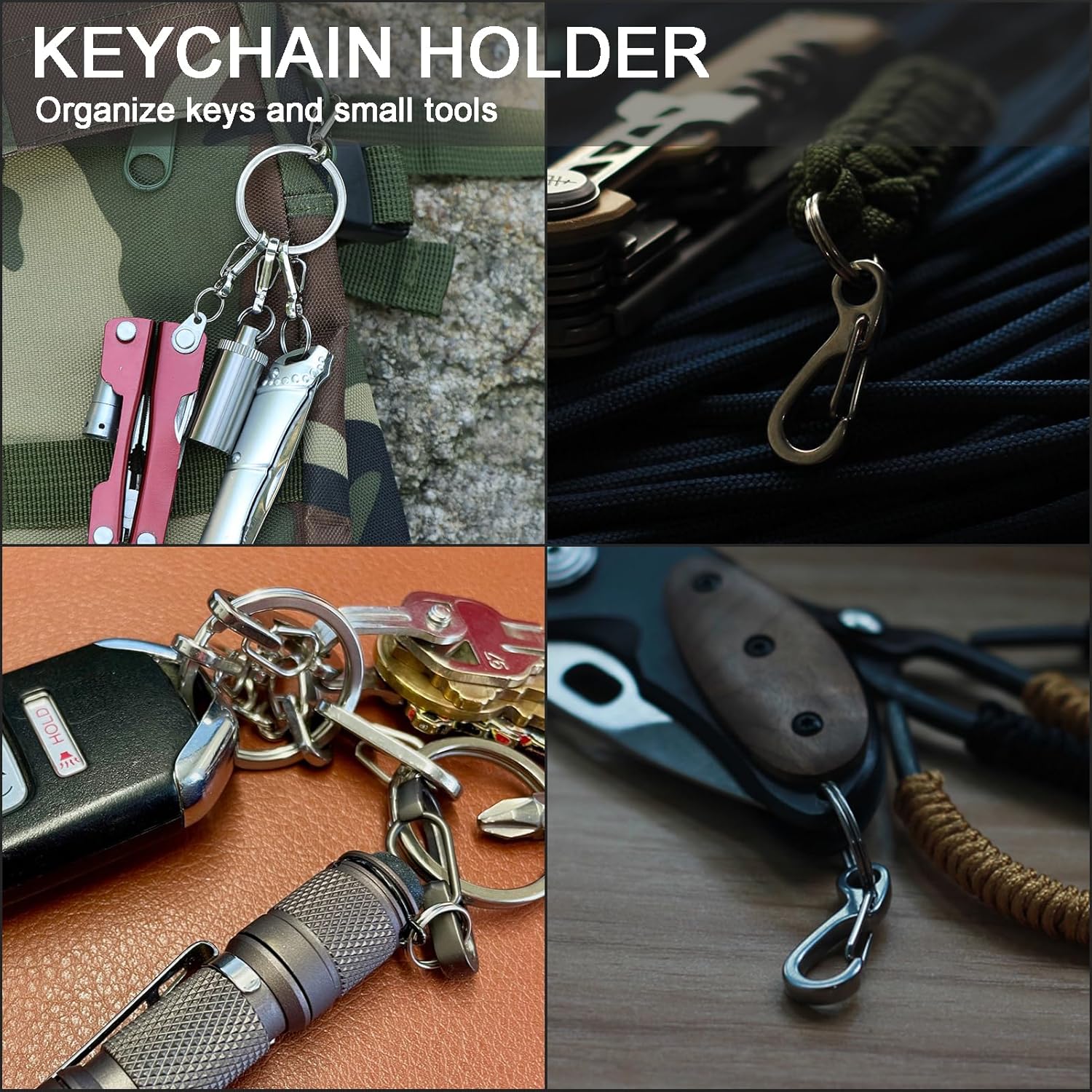 Small Carabiner Clip Metal Spring Snap Hooks Mini Paracord Hanging Clips for Camera Strap, Flashlight, Key V1258-DP02-D-61