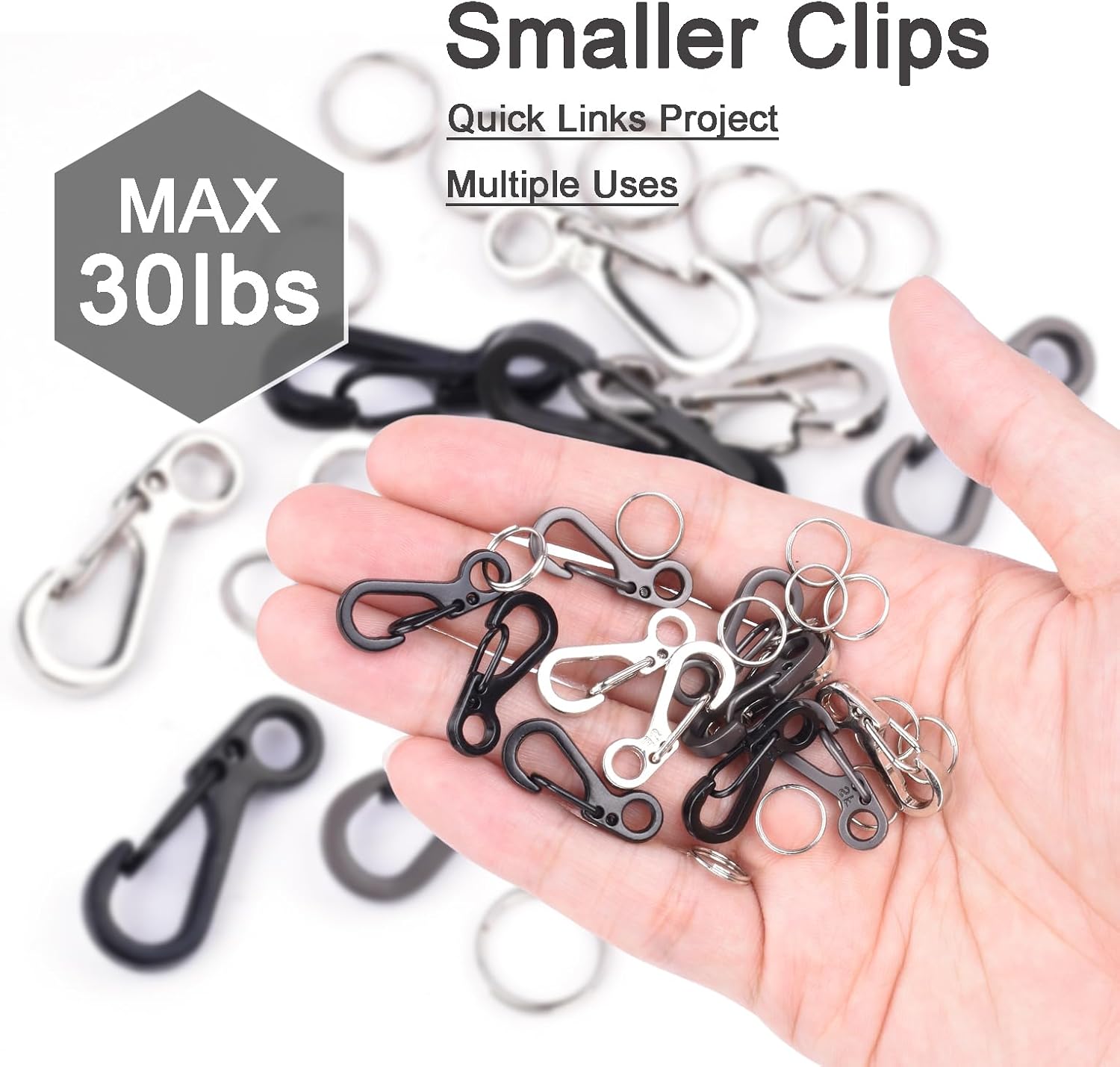 Small Carabiner Clip Metal Spring Snap Hooks Mini Paracord Hanging Clips for Camera Strap, Flashlight, Key V1258-DP02-D-61