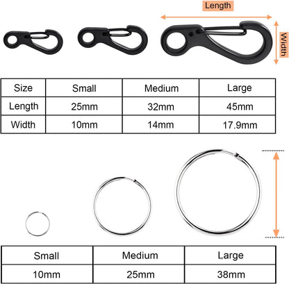Small Carabiner Clip Metal Spring Snap Hooks Mini Paracord Hanging Clips for Camera Strap, Flashlight, Key V1258-DP02-D-61